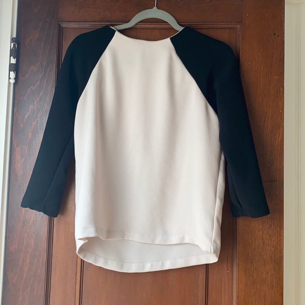 J. Crew long sleeve cream with black arm top 0